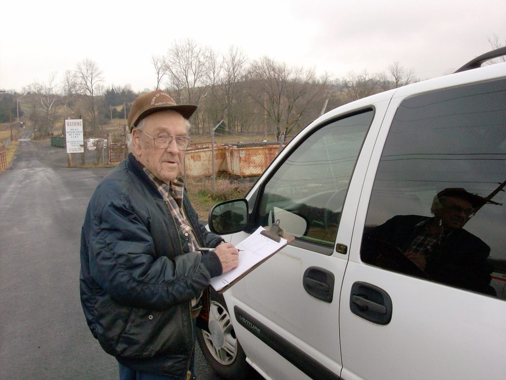 After 34 years on the job, this week 96-year-old Philip Funk will be checking in his last visitors to the Town’s Manassas Avenue dump.