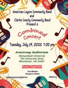 Combined Community Band Concert @ Armstrong Auditorium at Shenandoah University