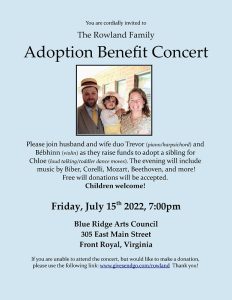 Adoption Benefit Concert @ Blue Ridge Arts Council