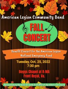 Fall Concert - American Legion Community Band @ Boggs Chapel at Randolph-Macon Academy