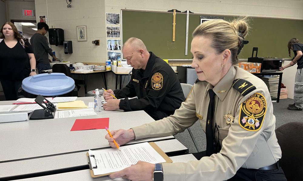 Blue Ridge Technical Center Students of Criminal Justice Present Their Projects to be Graded by the Sheriff and Her Deputy