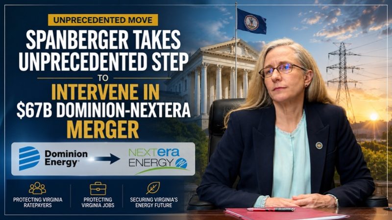 Spanberger Takes Unprecedented Step to Intervene in $67B Dominion-NextEra Merger (8-6-2026)